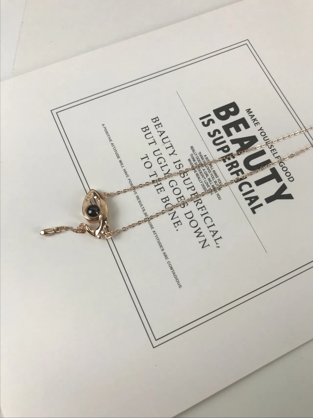 Gold Black Eye-Shaped Pendant Cabochon Center Necklace 3
