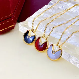 Ouro Azul Círculo Aberto Pendente Esmalte Colorido Cabochon Colar
