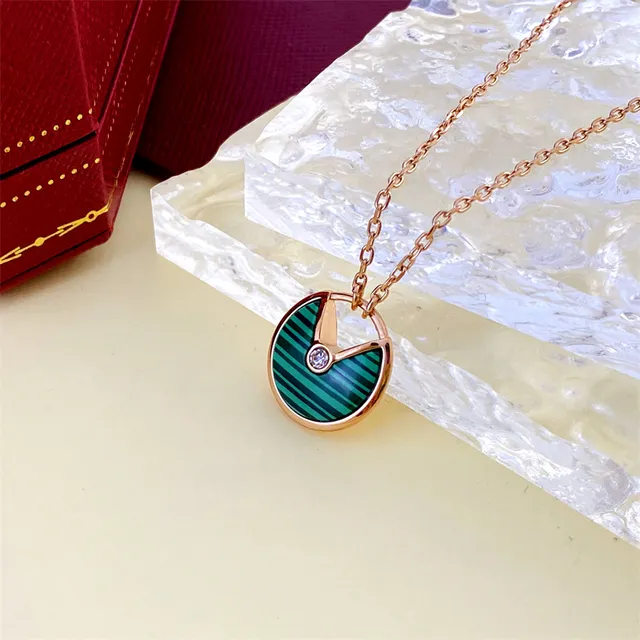 Gold Blue Open-Circle Pendant Colored Enamel Cabochon Necklace 5