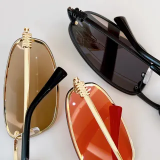 Gold Frame Amber Lens Black Temple Sunglasses