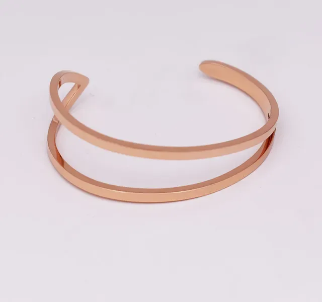 Gold Gray Double-Band Open Cuff Bracelet 7