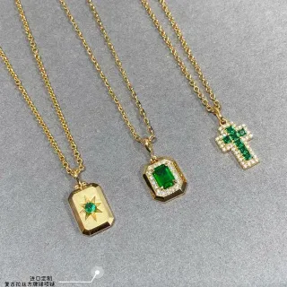 Collar Cadena de Oro Gema Verde