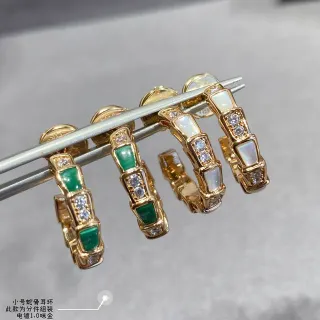Gold Green Segmented Geometric Pavé Crystal Accents Earrings