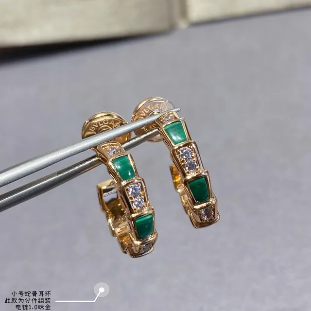 Gold Green Segmented Geometric Pavé Crystal Accents Earrings 2