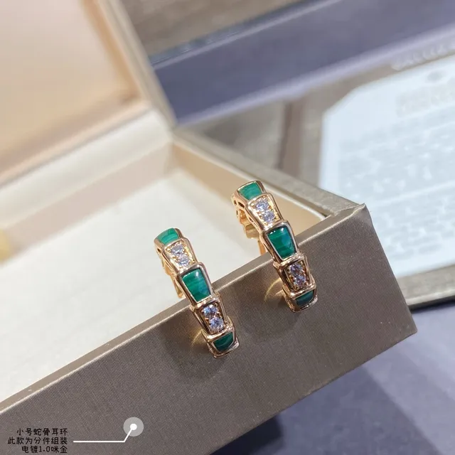 Gold Green Segmented Geometric Pavé Crystal Accents Earrings 6