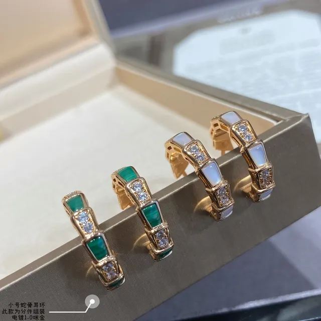 Gold Green Segmented Geometric Pavé Crystal Accents Earrings 7