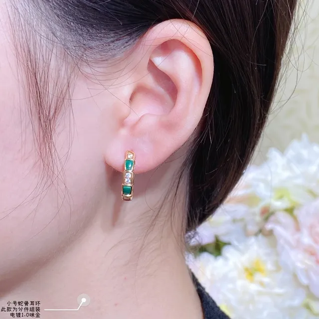 Gold Green Segmented Geometric Pavé Crystal Accents Earrings 8