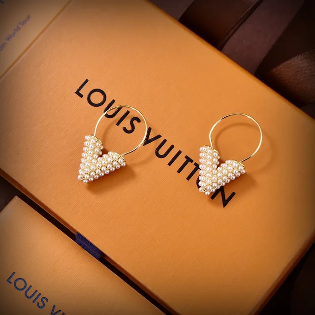 Gold Hoop Pearl Heart Dangling Earrings 8