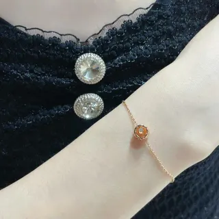 Pulsera de cadena delgada con colgante redondo de oro naranja