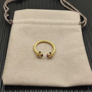 Gold Purple Twisted Rope Band Open Cuff Ring