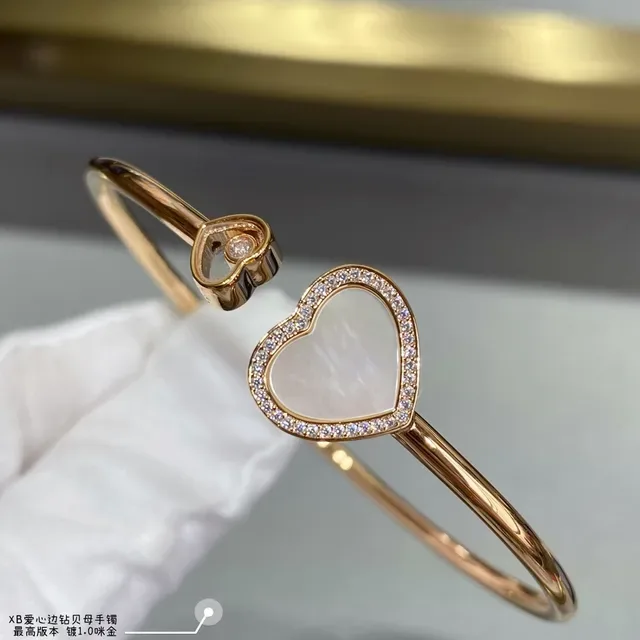 Gold Red Heart-Shaped Pavé-Set Bracelet 3