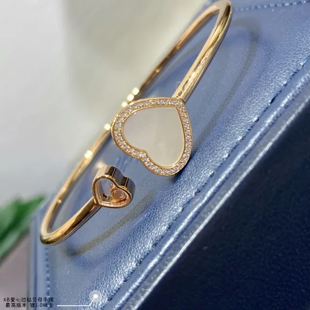 Gold Red Heart-Shaped Pavé-Set Bracelet 4