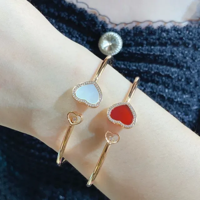 Gold Red Heart-Shaped Pavé-Set Bracelet 9
