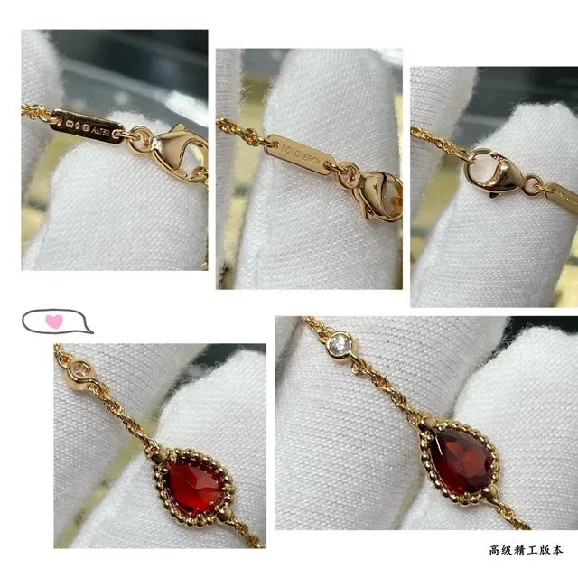 Gold Red Rope-Chain Pavé Heart Charm Bracelet 2