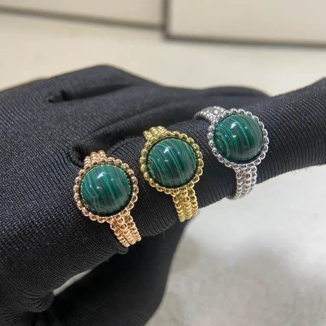Gold Silver Cabochon-Set Textured Band Ring 7