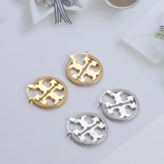 Gold Silver Circular Hoop Pavé-Stone Border Earrings