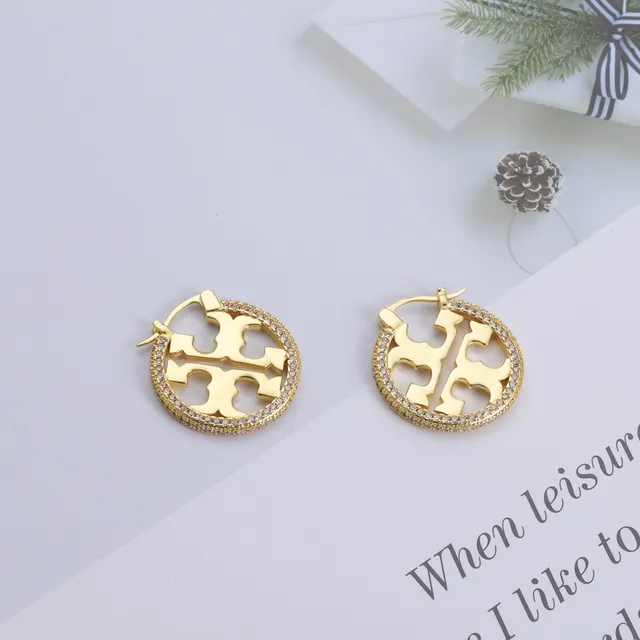 Gold Silver Circular Hoop Pavé-Stone Border Earrings 2