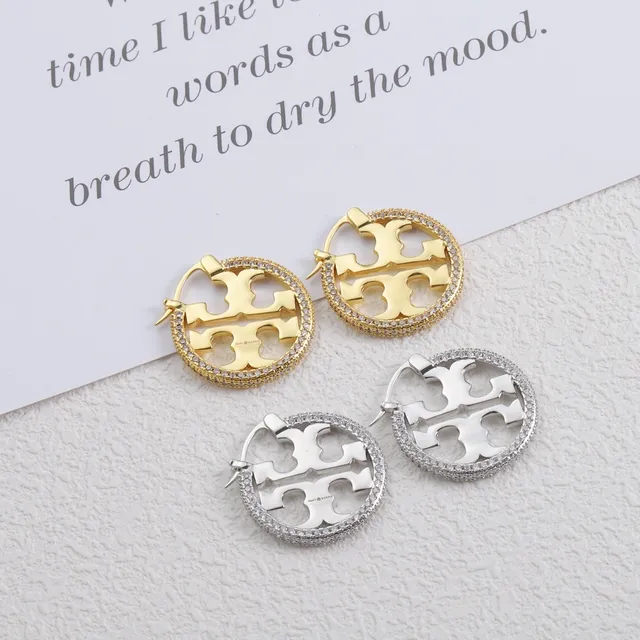 Gold Silver Circular Hoop Pavé-Stone Border Earrings 3