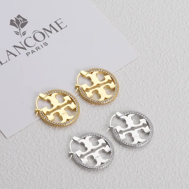 Gold Silver Circular Hoop Pavé-Stone Border Earrings 4