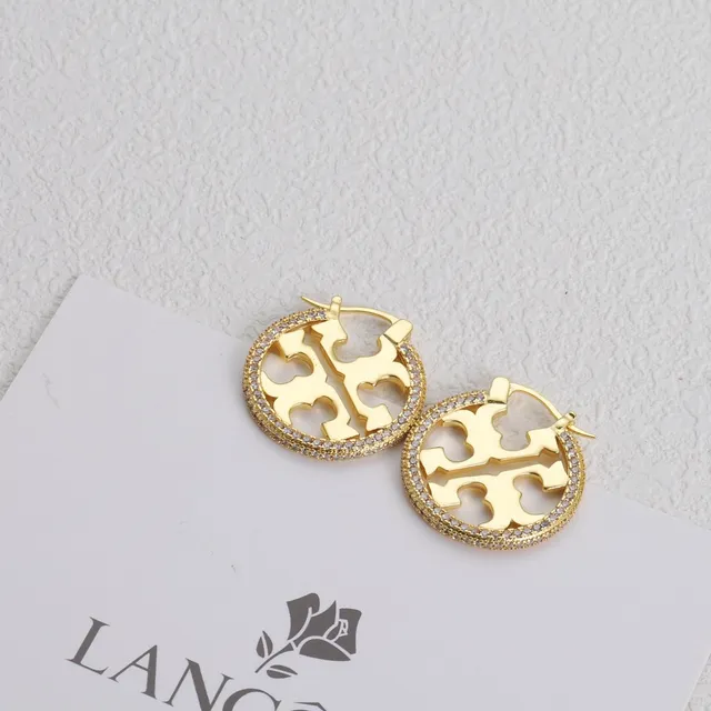 Gold Silver Circular Hoop Pavé-Stone Border Earrings 5