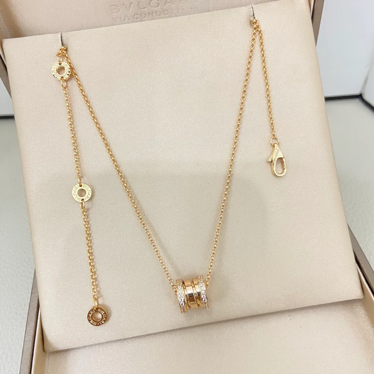 Gold Silver Layered Cylindrical Pendant Pavé Crystal Bezel Necklace 4