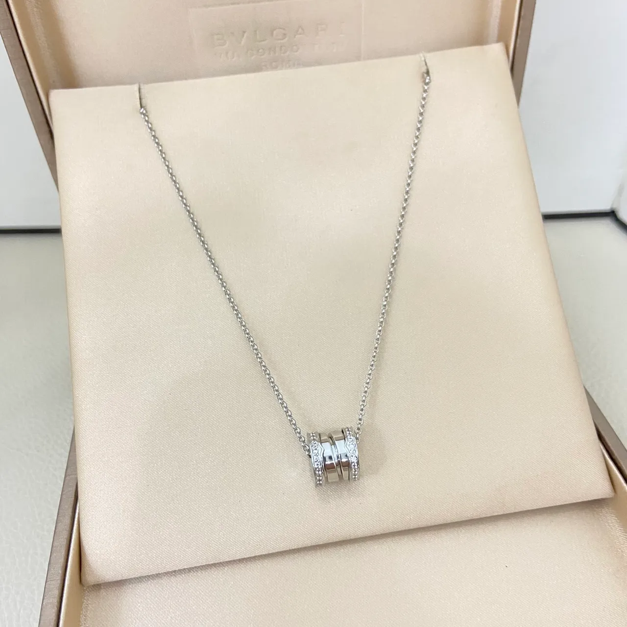 Gold Silver Layered Cylindrical Pendant Pavé Crystal Bezel Necklace 6