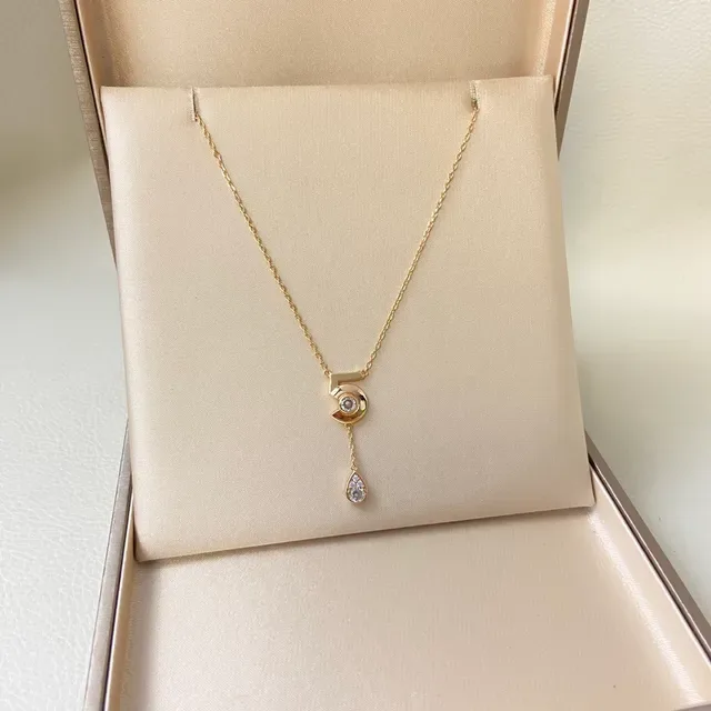 Gold Silver Numeral '5' Pendant Teardrop Dangle Necklace 6