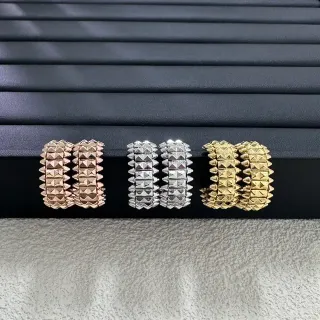 Gold Silver Studded Pyramid Studs Earrings