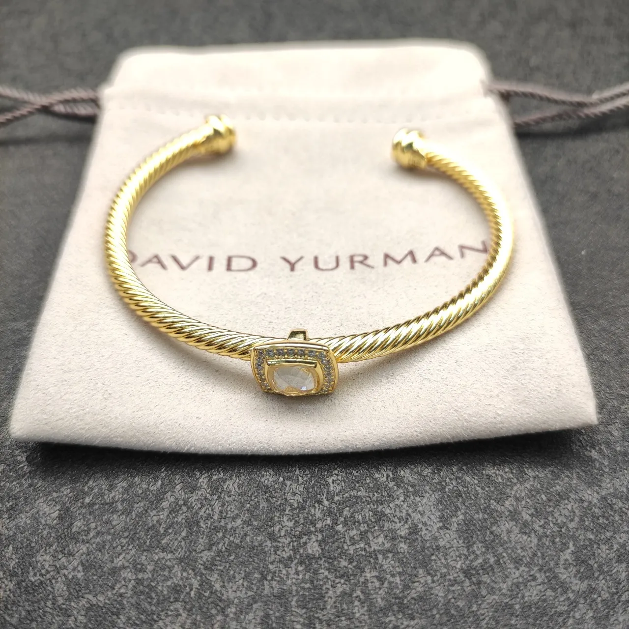 Gold Silver Twisted Rope Wire Open Cuff Bracelet 7