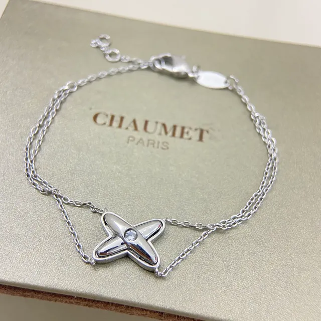 Gold Silver X-Shaped Pendant Single-Stone Center Bracelet 4