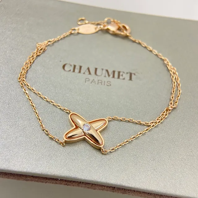 Gold Silver X-Shaped Pendant Single-Stone Center Bracelet 5