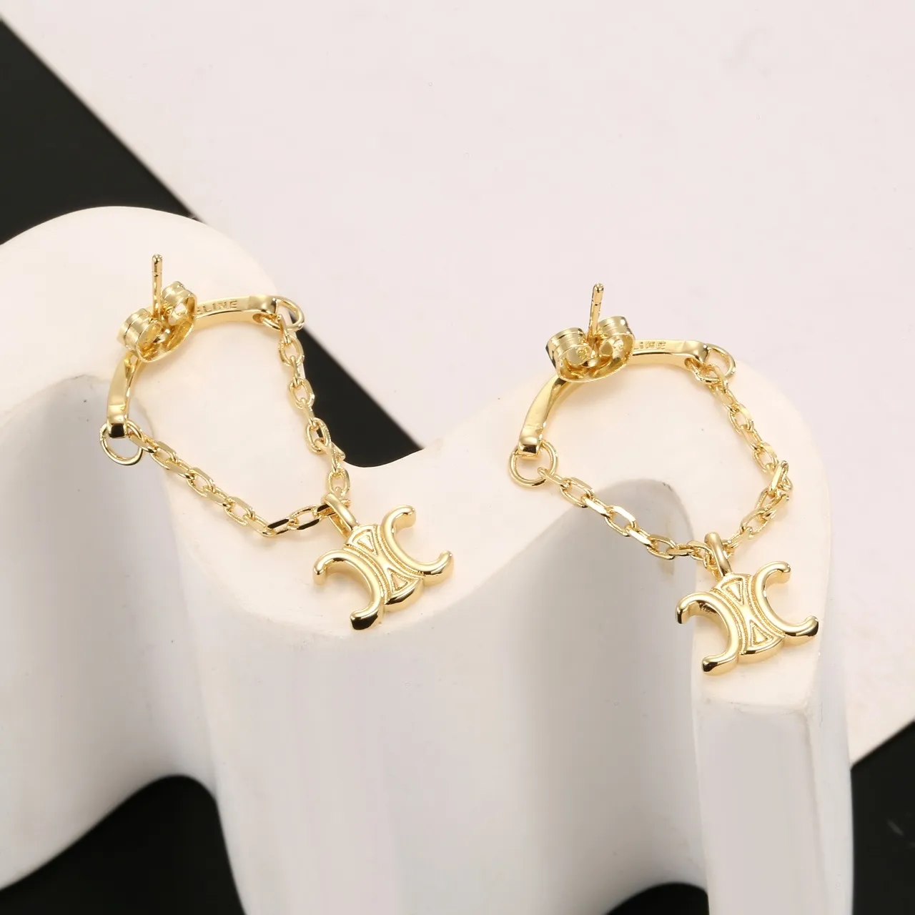 Gold-Tone Chain-Dangle Monogram-Charm Hoop Post Earrings 4