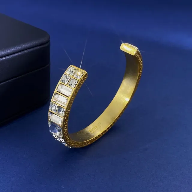 Bracelet de Cristal Doré à Canaux avec Baguette et Princess-Cut 5