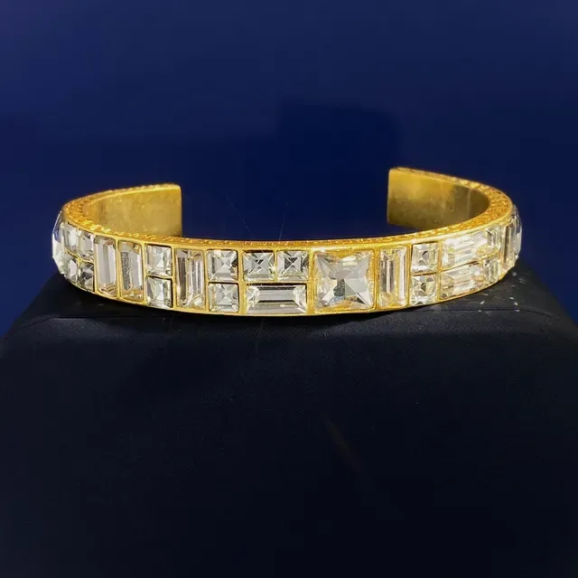 Bracelet de Cristal Doré à Canaux avec Baguette et Princess-Cut 6