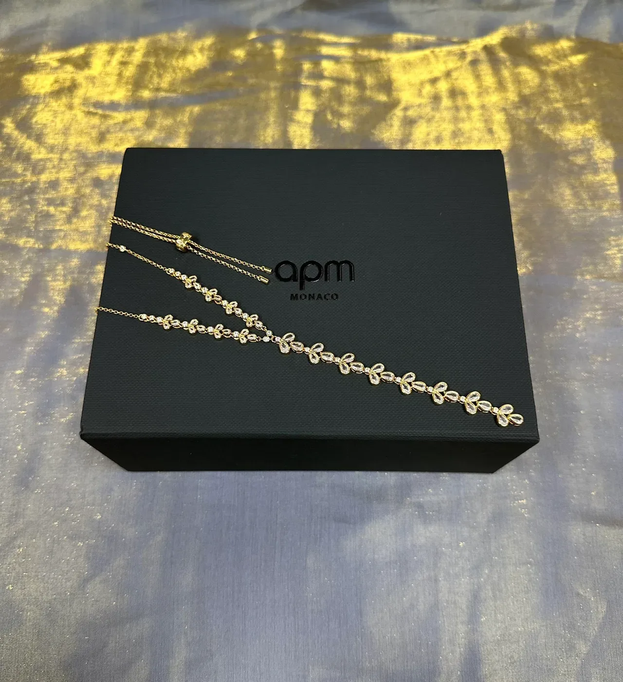 Gold-Tone Crystal Teardrop Floral Y-Shape Necklace 4