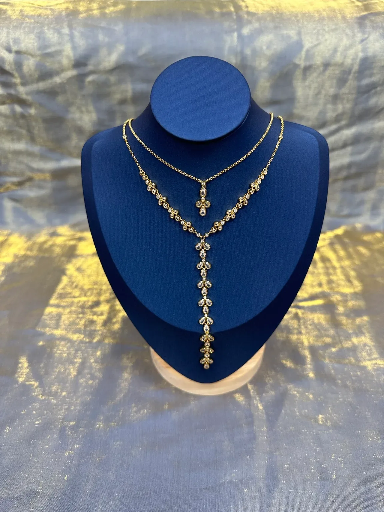 Gold-Tone Crystal Teardrop Floral Y-Shape Necklace 8