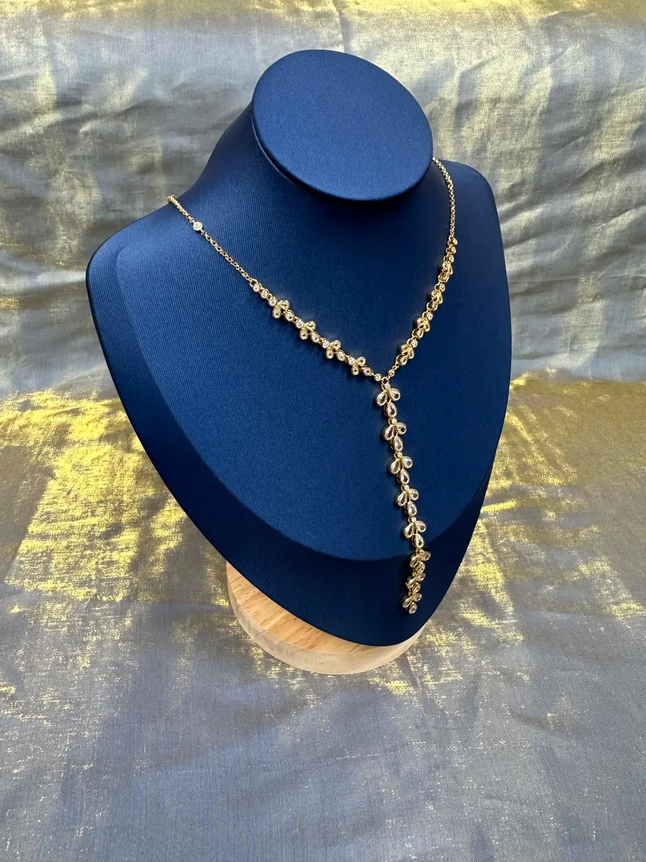 Gold-Tone Crystal Teardrop Floral Y-Shape Necklace 9