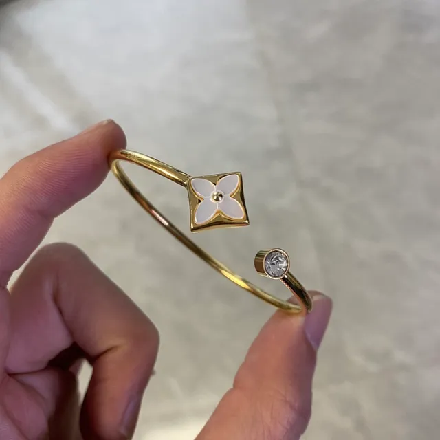 Gold-Tone Enamel Flower and Crystal Cuff Bracelets 4