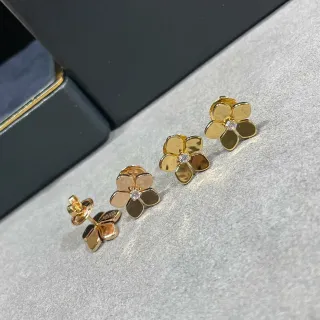 Gold-Tone Five-Petal Flower Stud Earrings