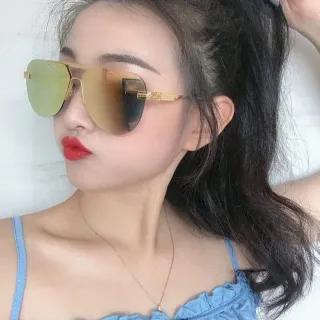 Gold-Tone Gradient Mirrored Aviator Sunglasses
