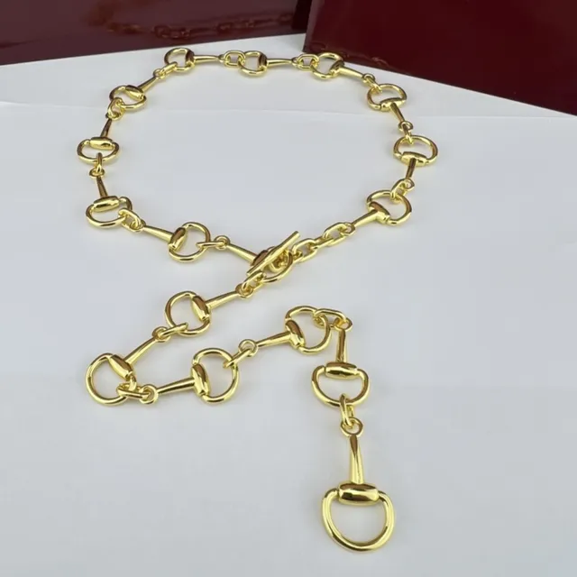 Gold-Tone Horsebit Link Chain Necklace 7