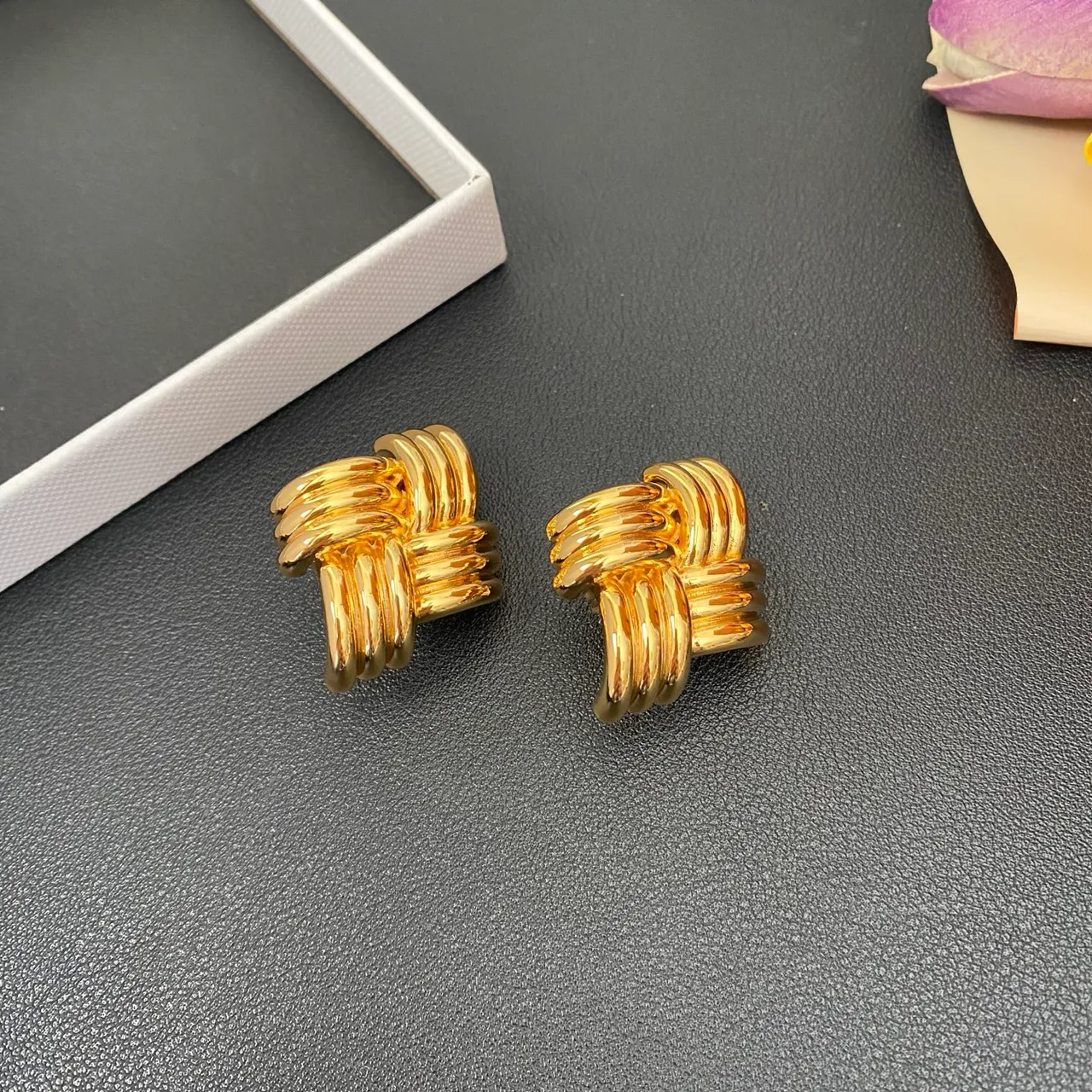 Gold-Tone Interwoven Knot Earrings 8