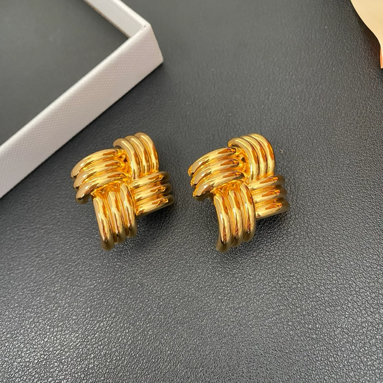 Gold-Tone Interwoven Knot Earrings 9