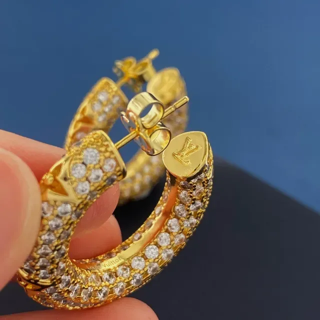 Gold-Tone Pave Crystal C-Hoop Earrings 5