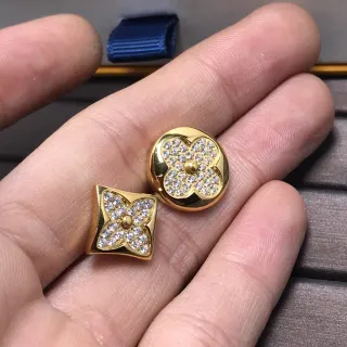 Gold-Tone Pavé Crystal Floral Quatrefoil Stud Earrings