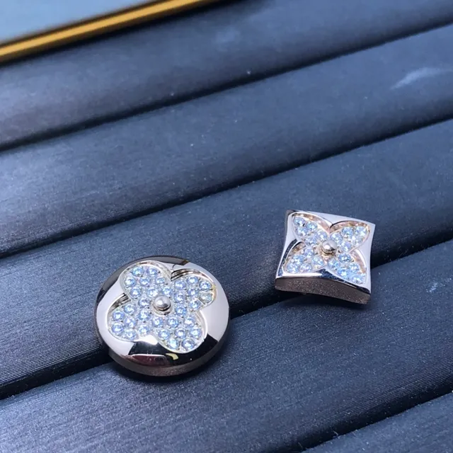 Gold-Tone Pavé Crystal Floral Quatrefoil Stud Earrings 4