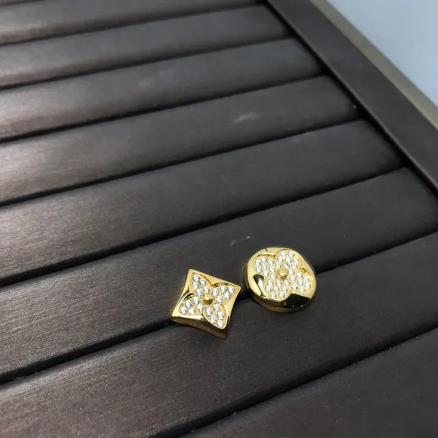 Gold-Tone Pavé Crystal Floral Quatrefoil Stud Earrings 5