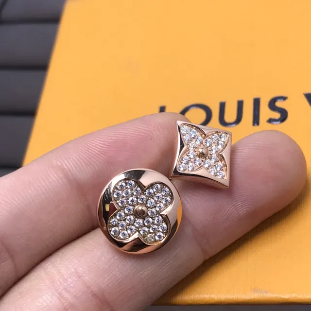 Gold-Tone Pavé Crystal Floral Quatrefoil Stud Earrings 6
