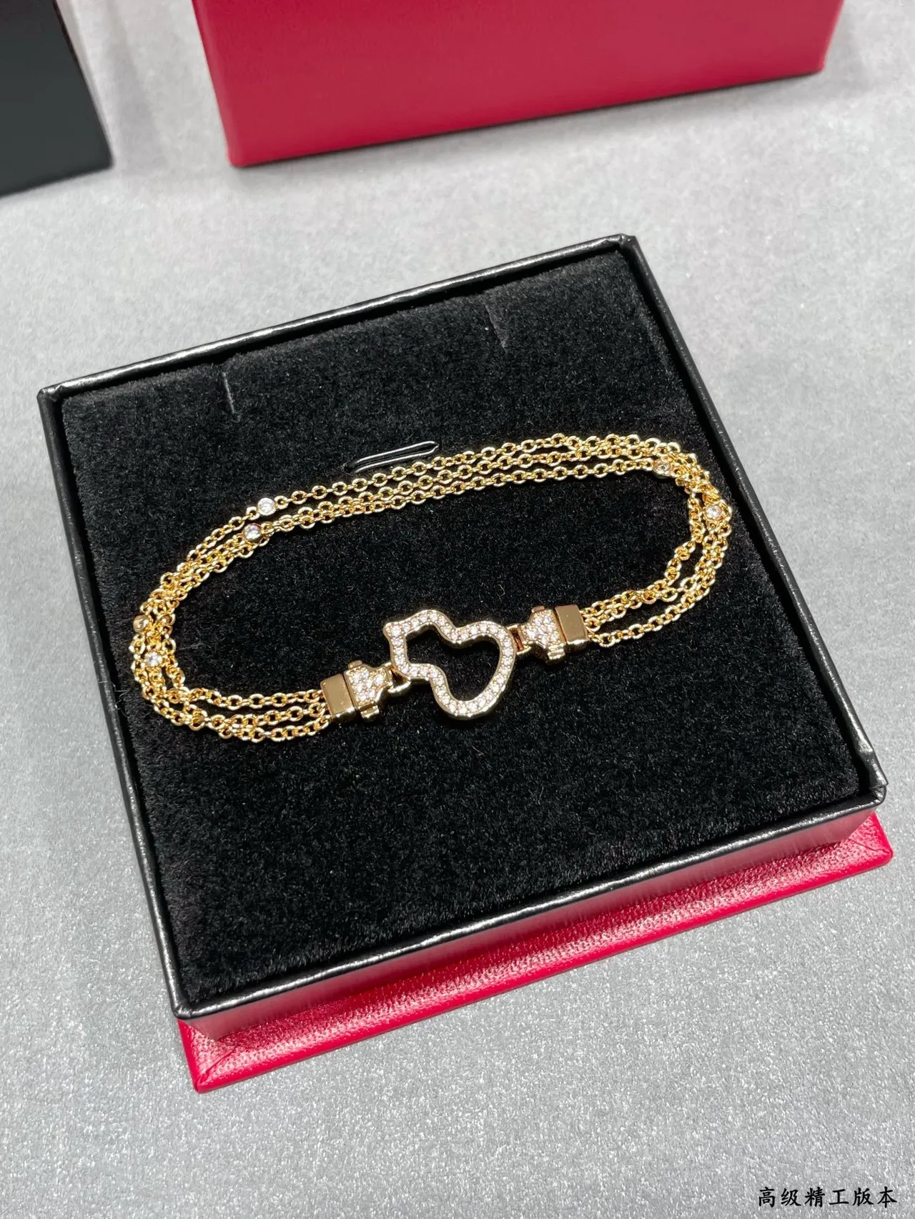 Gold-Tone Pavé Crystal Heart Motif Bracelet 2