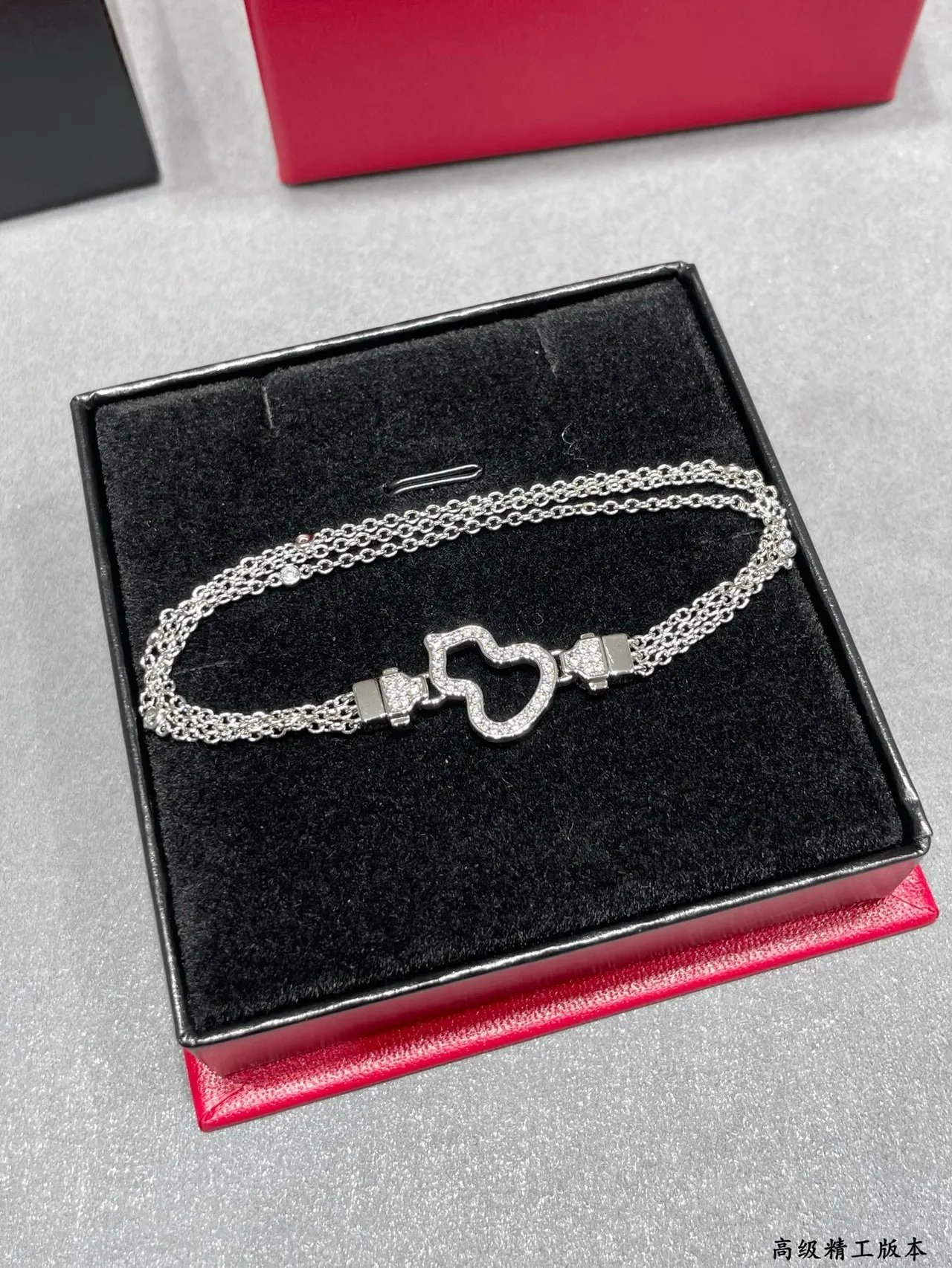 Gold-Tone Pavé Crystal Heart Motif Bracelet 3